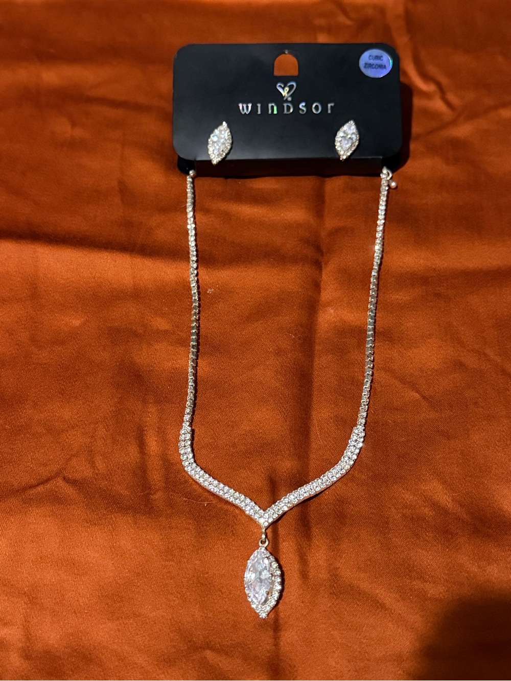 Windsor Cubic Zirconia Pendant Necklace & Stud Earrings Set